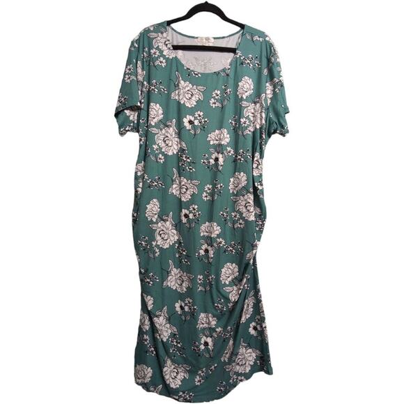 NWT Nine Britton Floral Print Short Sleeve Scoop Neck Maxi Dress Size 3X FLAW - Picture 1 of 10